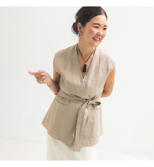 Demi-Luxe BEAMS 「リネン ラップ ジレ ブラウス .M」|シャツ・ブラウス|BEIGE