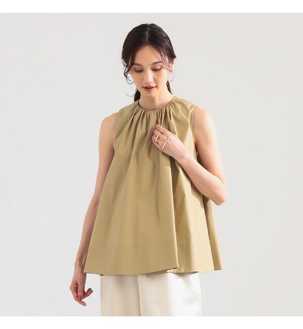 Demi-Luxe BEAMS 「ワイド ヘム ギャザー ノースリーブ ブラウス」|シャツ・ブラウス|SAND