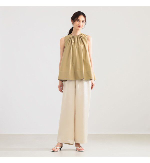Demi-Luxe BEAMS 「ワイド ヘム ギャザー ノースリーブ ブラウス」|シャツ・ブラウス|