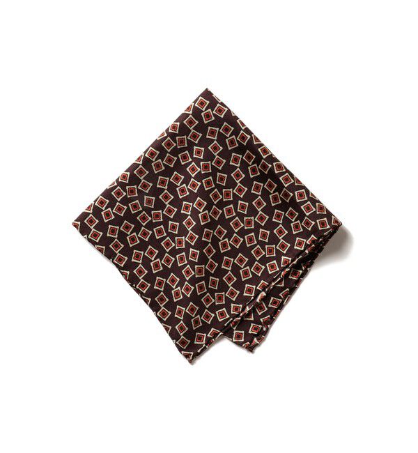 BEAMS「Pocket Chief Square Fine Pattern Print」|ハンカチ|BROWN