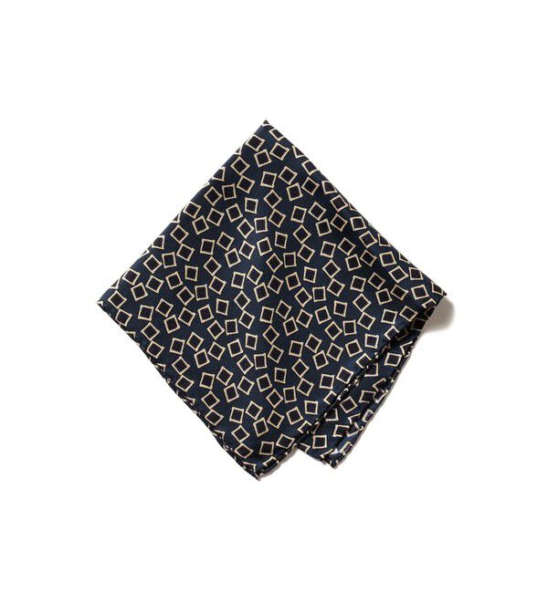 BEAMS「Pocket Chief Square Fine Pattern Print」|ハンカチ|NAVY