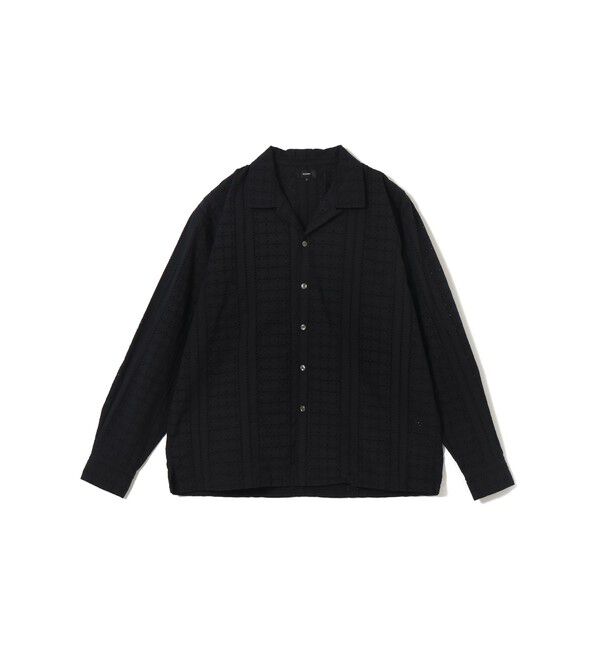 BEAMS「レース オープンカラーシャツ【リラックスフィット】」|シャツ・ブラウス|BLACK