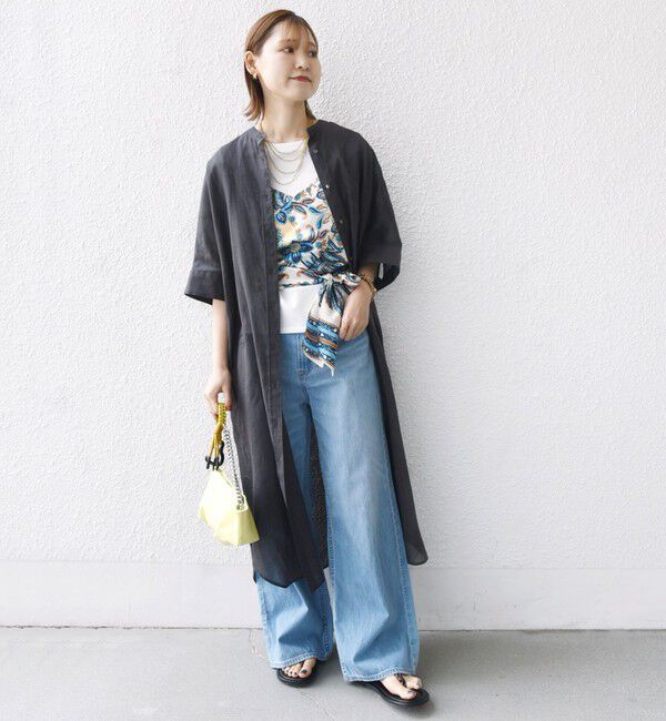SHIPS for women「【WEB限定】〈手洗い可能〉スカーフ コンビ TEE」|Tシャツ・カットソー|