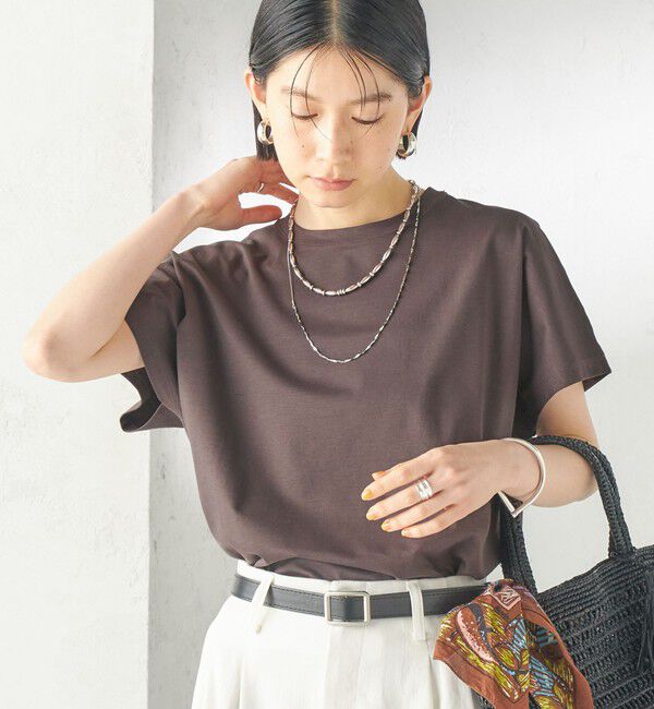 SHIPS for women「〈接触冷感〉ポンチ ドルマン TEE」|Tシャツ・カットソー|チャコールグレー