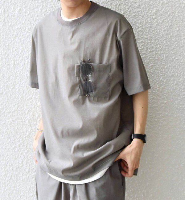 SHIPS any「SHIPS any:〈接触冷感/UVカット〉VEILICE リラックス クルーネック ポケット Tシャツ(セットアップ対応)◇」|シャツ・ブラウス|ライトグレー