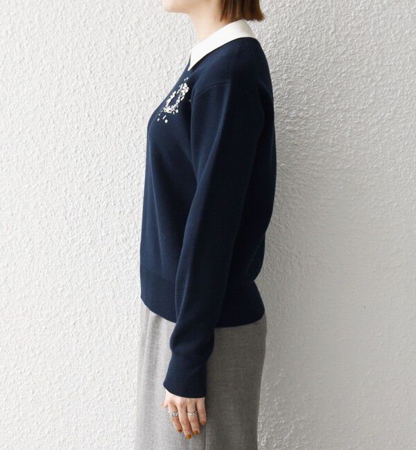 SHIPS any「《予約》SHIPS any:〈手洗い可能〉ビジュー バイカラー コンパクト ニット プルオーバー」|ニット・セーター|