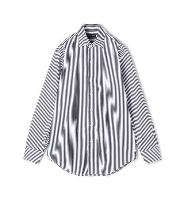 TOMORROWLAND MENS「140/2ストレッチブロード ループボタンダウンドレスシャツ」|シャツ・ブラウス|68 ネイビー系