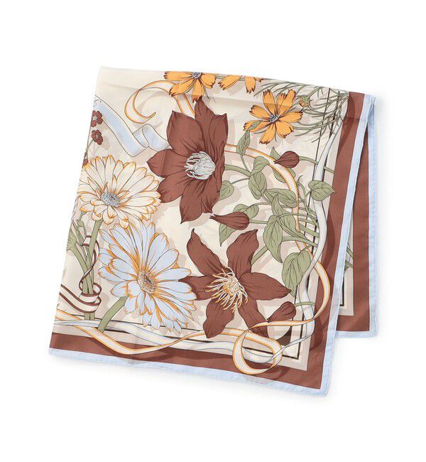 TOMORROWLAND GOODS「manipuri FLOWER シルクスカーフ」|バンダナ・スカーフ|46 ブラウン系