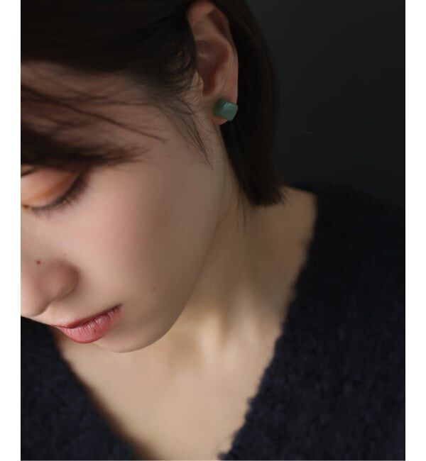Lilas by Spick&Span「ラウンド*キューブカラーストーンピアス K10（両耳）」|ピアス|