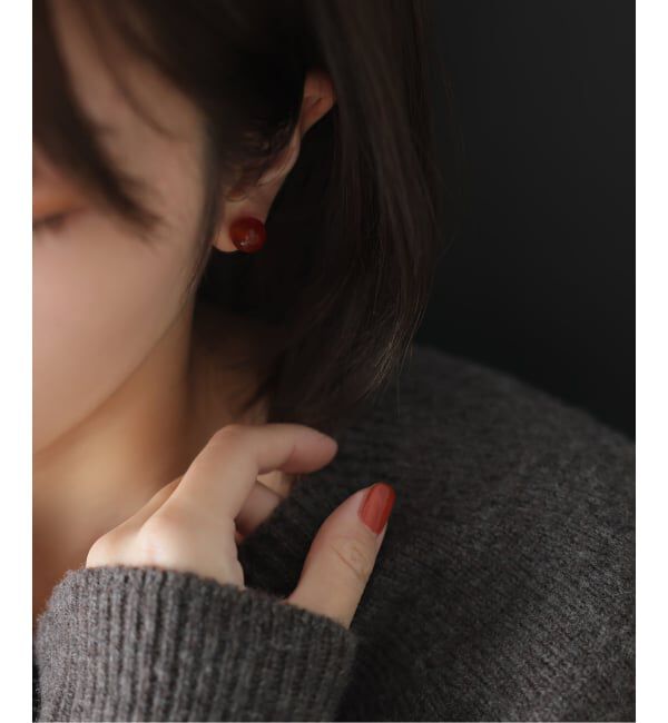 Lilas by Spick&Span「ラウンド*キューブカラーストーンピアス K10（両耳）」|ピアス|