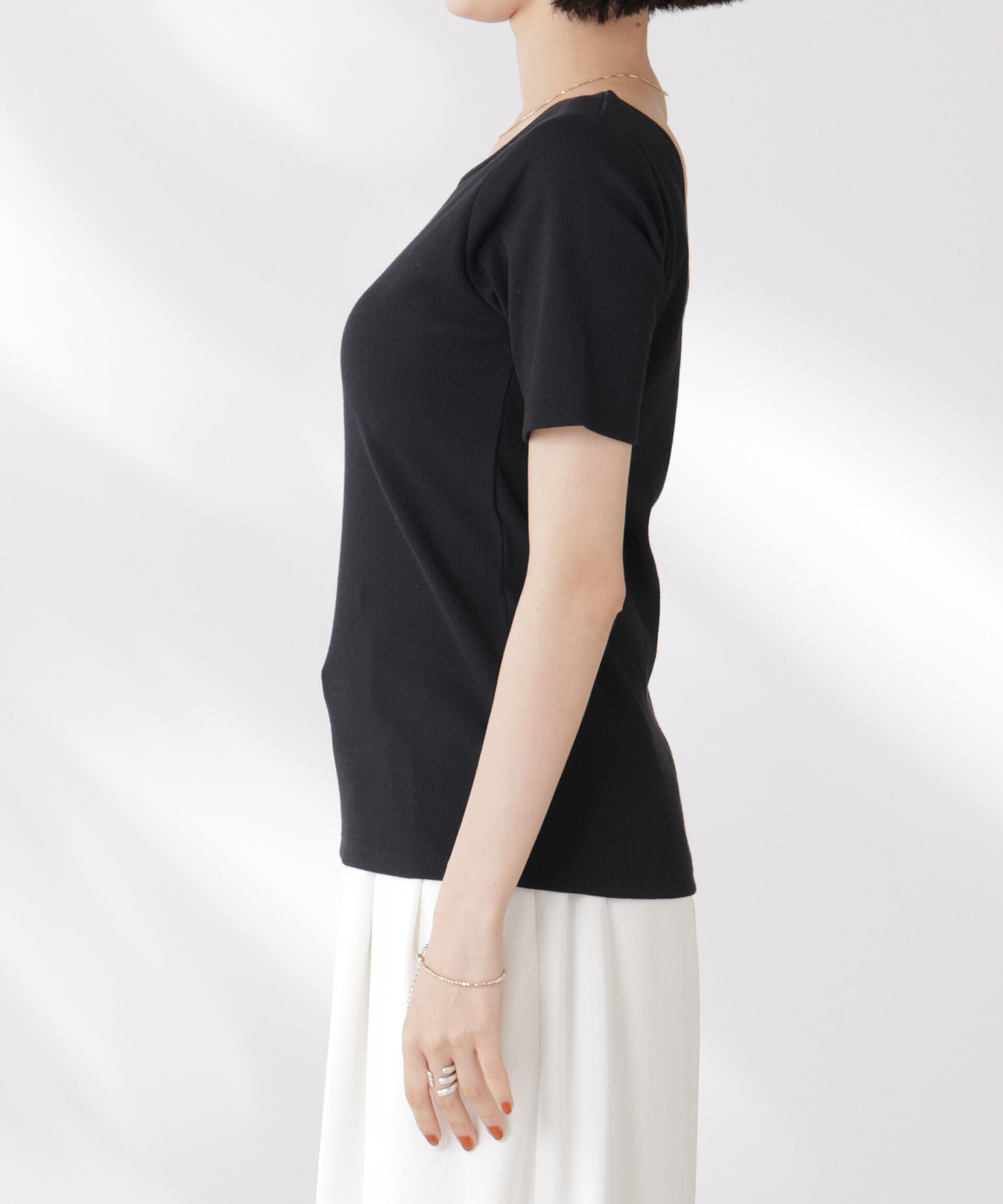 NANO universe「抗菌防臭・接触冷感機能 カップ付きクルーネックトップス」|Tシャツ・カットソー|