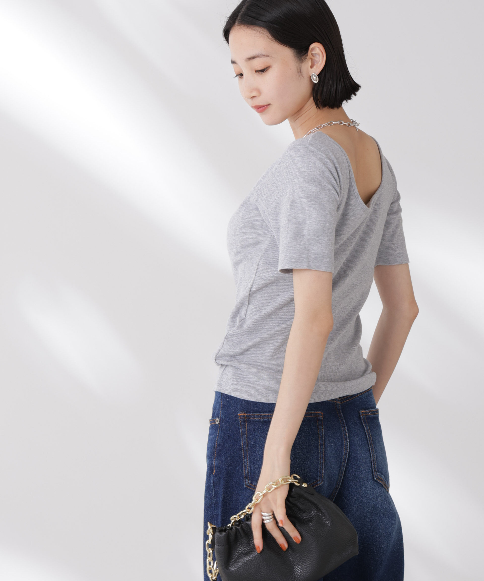 NANO universe「抗菌防臭・接触冷感機能 カップ付きクルーネックトップス」|Tシャツ・カットソー|