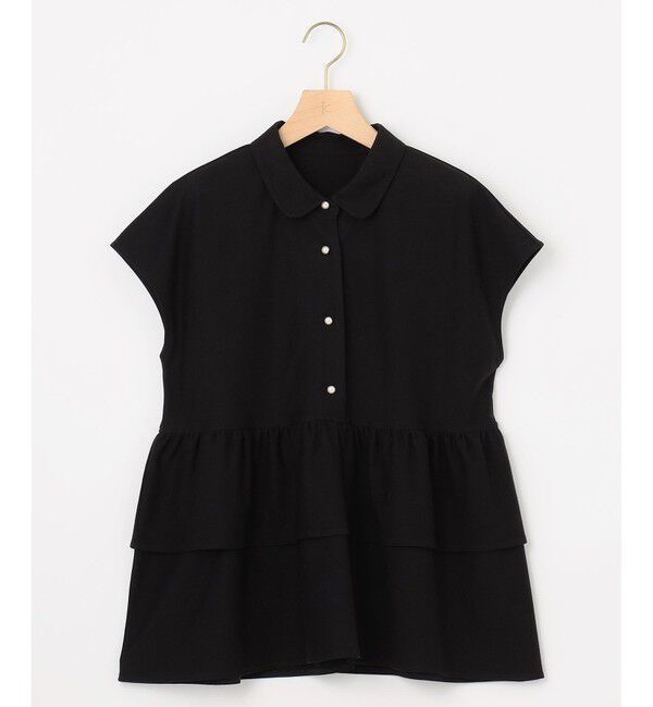 組曲「ツイルジャージーフリル ポロ襟カットソー」|Tシャツ・カットソー|