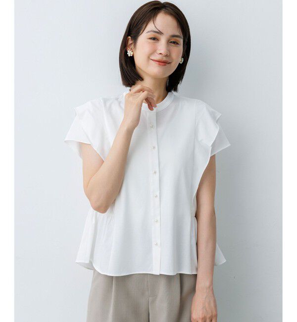 組曲「プレーティング天竺 ラッフルスリーブ ペプラムカットソー」|Tシャツ・カットソー|
