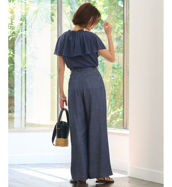 自由区「【洗える・XSサイズあり】テンセルリネンデニムワイド パンツ」|その他|