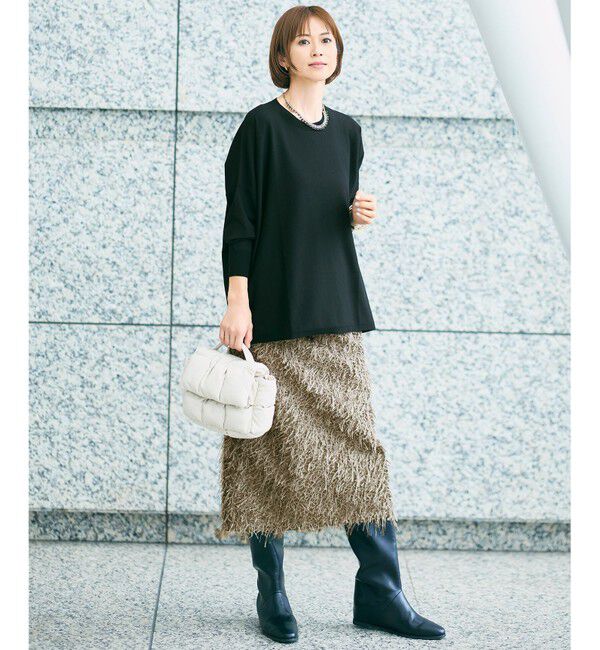 自由区「【WEB限定カラーあり】レーヨンストレッチ ニットT」|ニット・セーター|