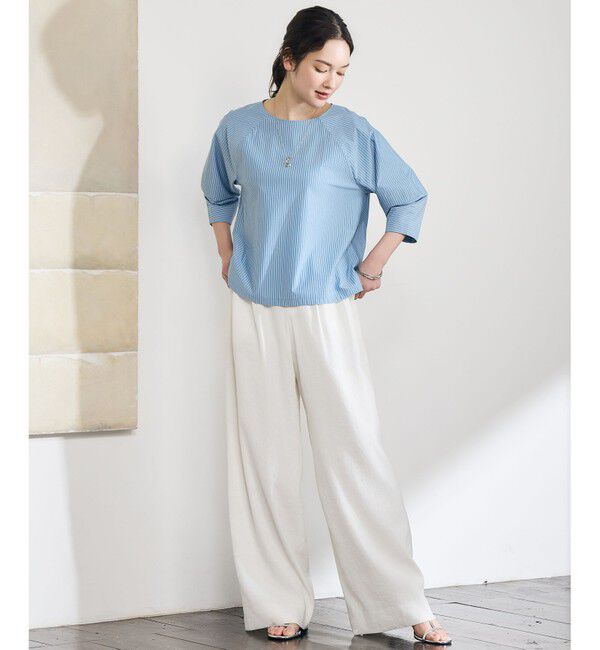 自由区「ストライプコットンタイプライター」|Tシャツ・カットソー|
