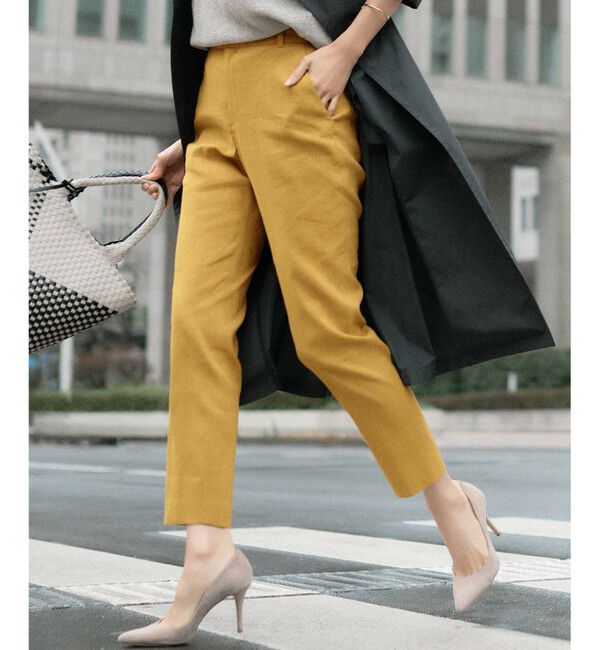 23区「【洗える】リネンレーヨンストレッチ テーパードパンツ」|その他|イエロー系