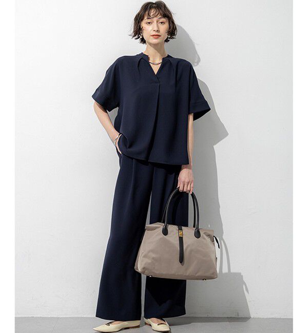 23区「ストレッチジョーゼット キーネック ブラウス」|Tシャツ・カットソー|