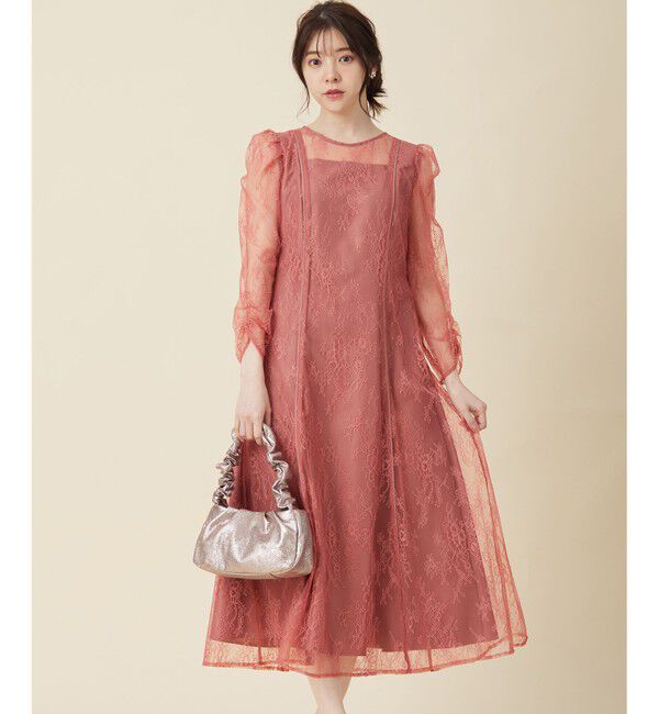 ANY SIS「【Lily Calin】クラシックナローレース ドレス」|ドレス|オレンジ