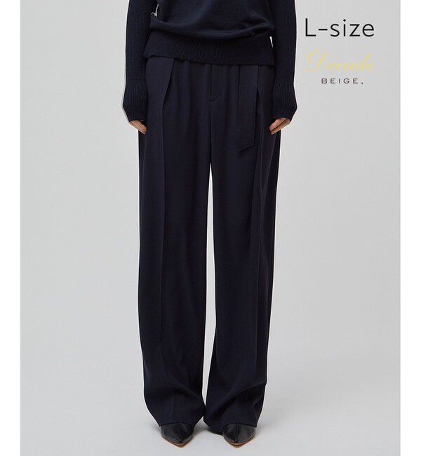 BEIGE,「【洗える・L-size】CINDY / ワイドタックパンツ」|その他|Navy