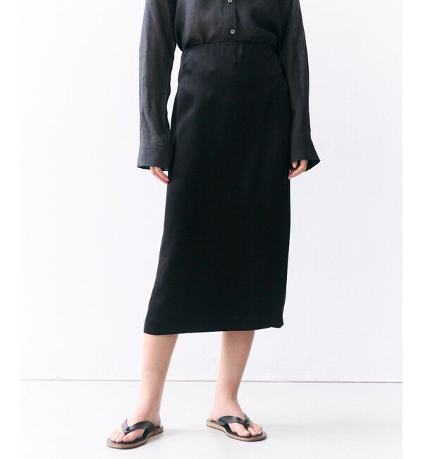 BEIGE,「CASSITER / リネンブレンド サテンスカート」|スカート|Black