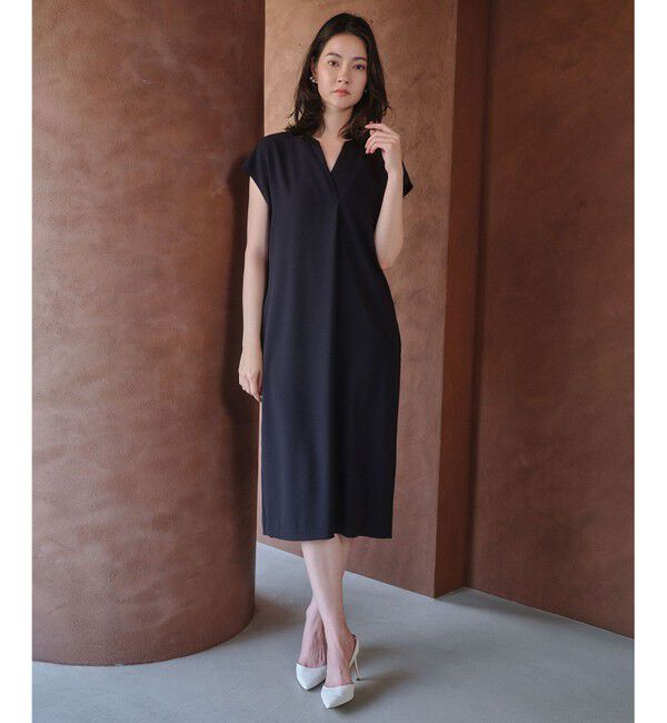 BEIGE,「【セットアップ対応】CINDY / 配色ネック フレンチドレス」|ワンピース|