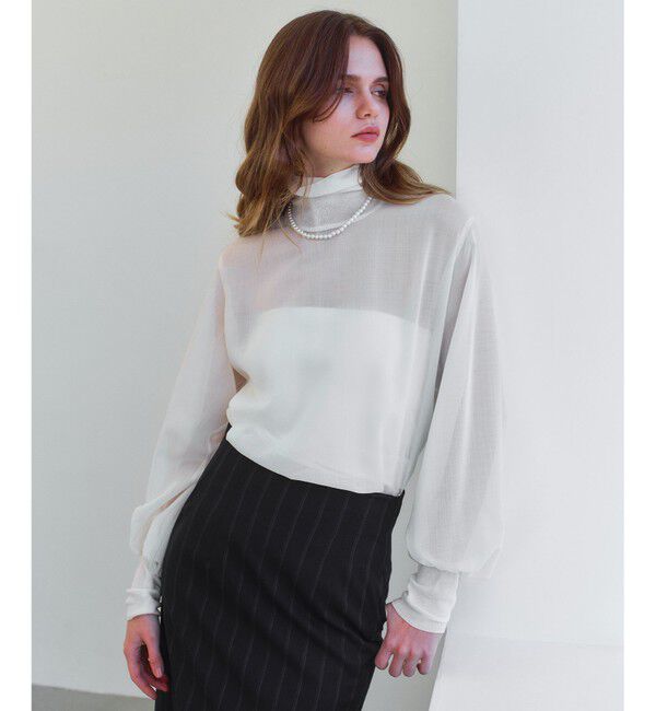 BEIGE,「MOYE / ニットドッキング ロングスリーブブラウス」|シャツ・ブラウス|Ecru