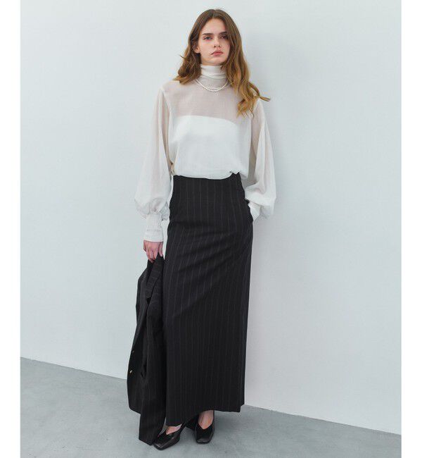 BEIGE,「【セットアップ対応】GEORGE / ウールストライプ ハイウエストスカート」|スカート|Navy Stripes