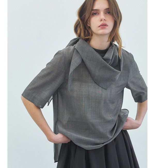 BEIGE,「MOYE / スカーフ付き ハーフスリーブブラウス」|シャツ・ブラウス|Charcoal