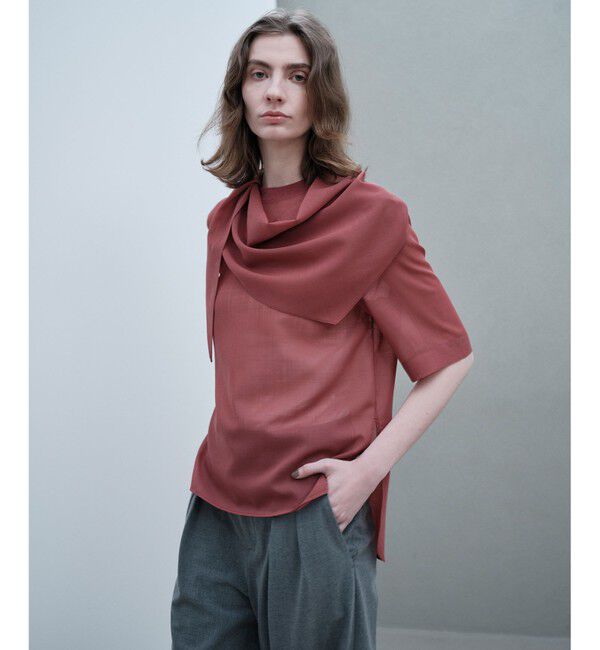 BEIGE,「MOYE / スカーフ付き ハーフスリーブブラウス」|シャツ・ブラウス|