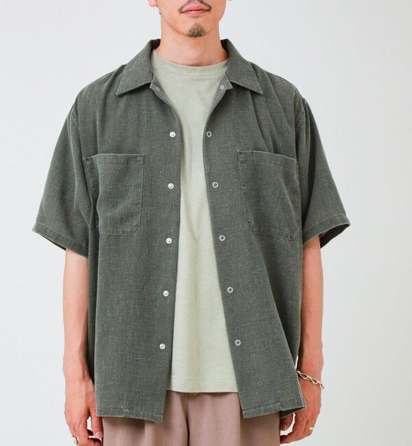 GLOSTER「【セットアップ対応】麻調ウォッシュ ショートスリーブシャツ」|シャツ・ブラウス|