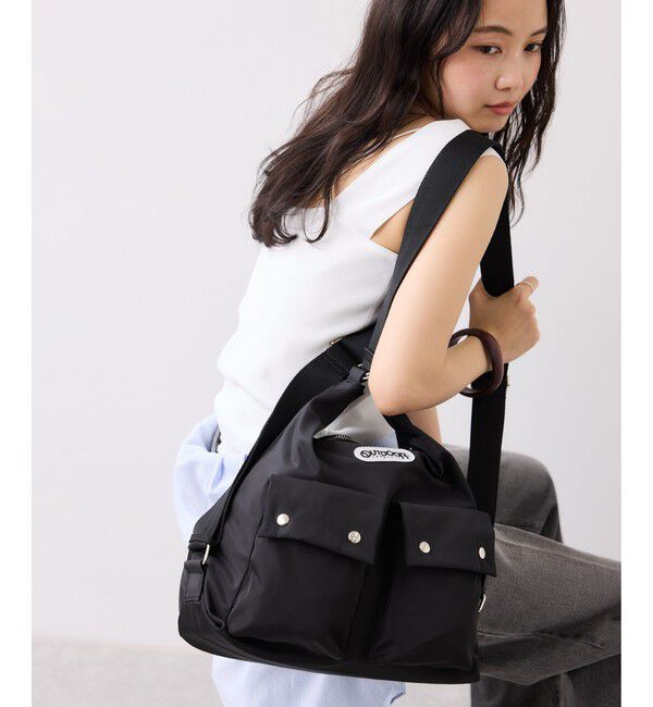 VIS「WEB限定追加【OUTDOOR PRODUCTS】VIS別注 ダブルポケット ショルダーバッグ / マルチWAY」|ショルダー・メッセンジャー|ブラック(01)