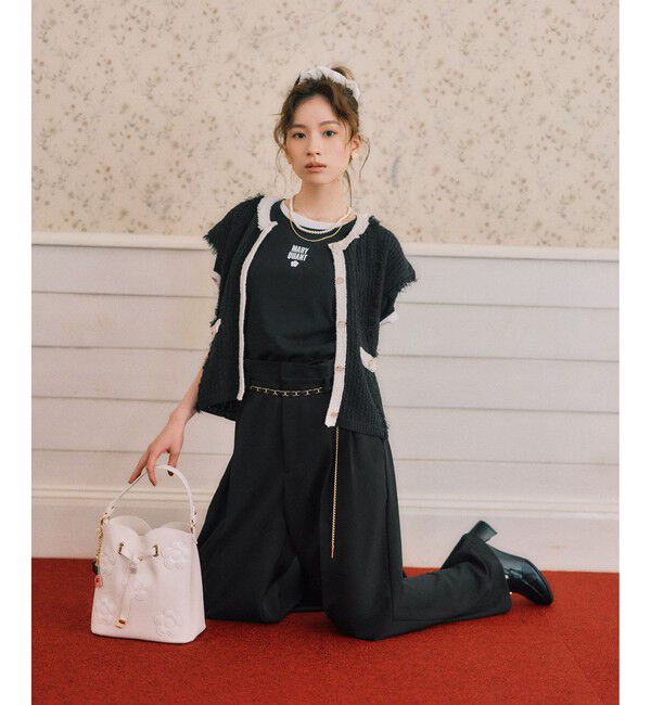 VIS「【MARY QUANT&times;VIS】配色フリンジベスト」|ベスト・ジレ|