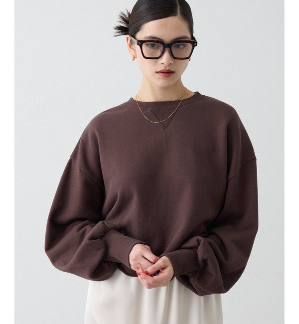 THE PAUSE「【THE PAUSE】刺繍ショートスウェット」|Tシャツ・カットソー|ブラウン