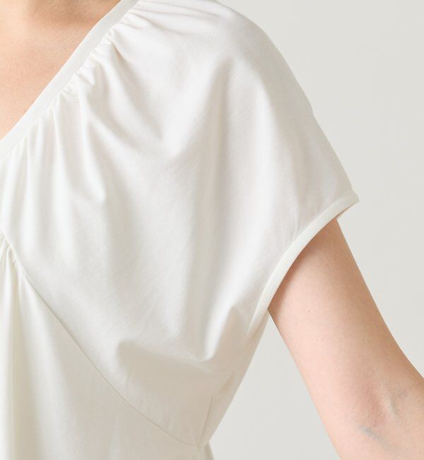  「【再値下げ/スタイルアップ】切替ギャザーカットソー」|Tシャツ・カットソー|