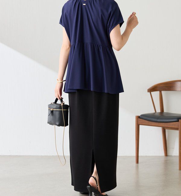  「【再値下げ/スタイルアップ】切替ギャザーカットソー」|Tシャツ・カットソー|