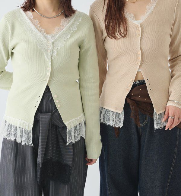  「【＠aoiikegaya&times; ＠iisakanoVレース2wayニットカーディガン」|カーディガン|