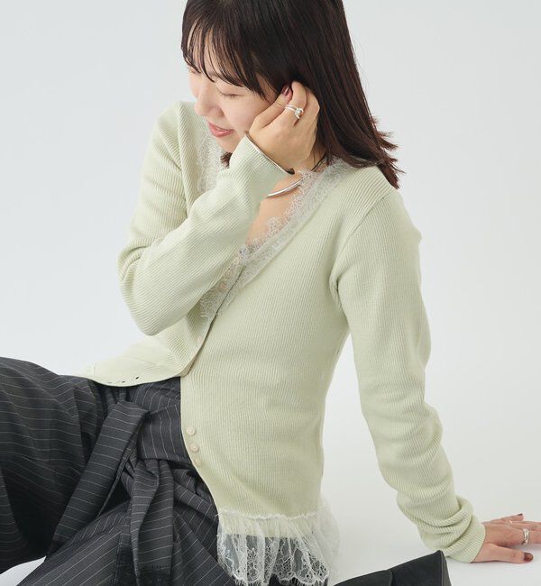  「【＠aoiikegaya&times; ＠iisakanoVレース2wayニットカーディガン」|カーディガン|