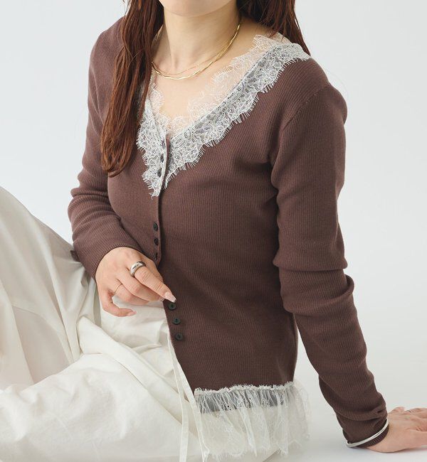  「【＠aoiikegaya&times; ＠iisakanoVレース2wayニットカーディガン」|カーディガン|