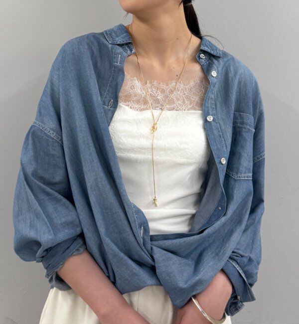  「【earthy_/アーシー】カップ付きレースキャミソール」|Tシャツ・カットソー|