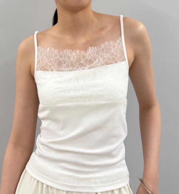  「【earthy_/アーシー】カップ付きレースキャミソール」|Tシャツ・カットソー|