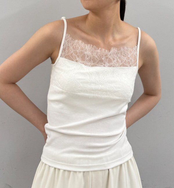  「【earthy_/アーシー】カップ付きレースキャミソール」|Tシャツ・カットソー|
