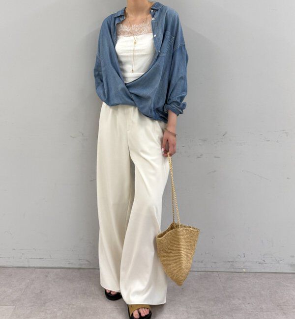  「【earthy_/アーシー】カップ付きレースキャミソール」|Tシャツ・カットソー|