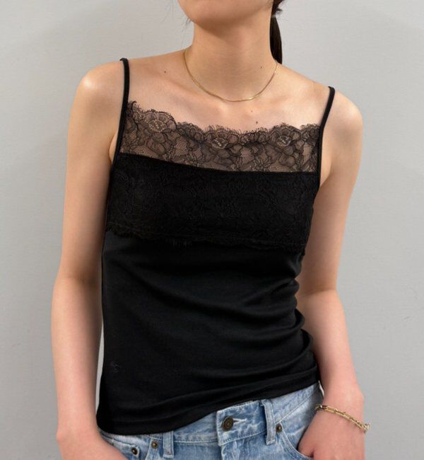  「【earthy_/アーシー】カップ付きレースキャミソール」|Tシャツ・カットソー|