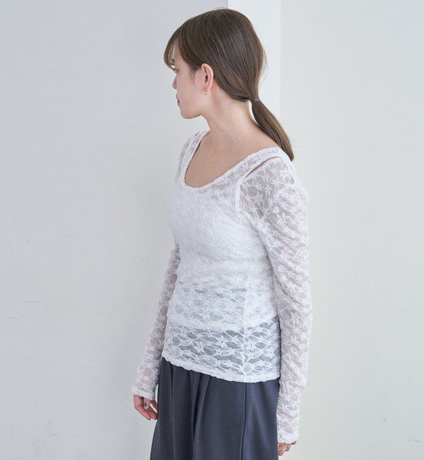  「【再入荷】レースレイヤードカットソー」|Tシャツ・カットソー|