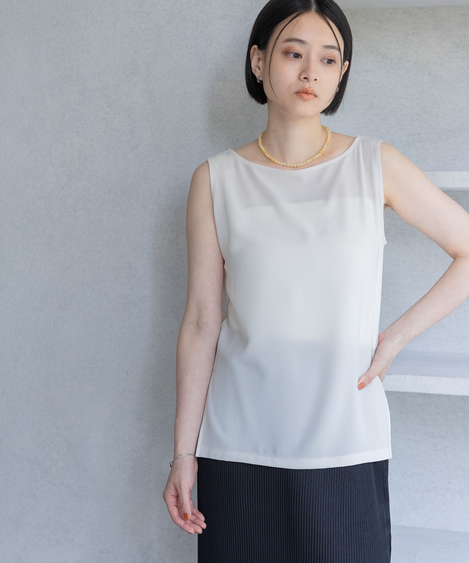 A part by 「【在庫限り！！】ソフトジョーゼットノースリーブT」|Tシャツ・カットソー|オフホワイト