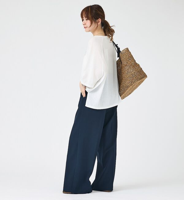 Rouge vif「【人気追加】【3サイズ展開】リネンタッチベルト付きハイウエストパンツ」|その他|