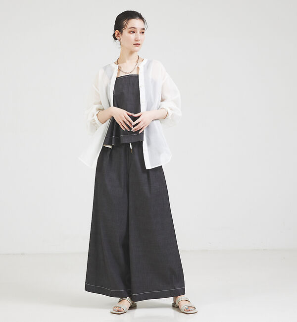 qualite「【セットップ対応】リヨセルデニムベアトップ」|Tシャツ・カットソー|