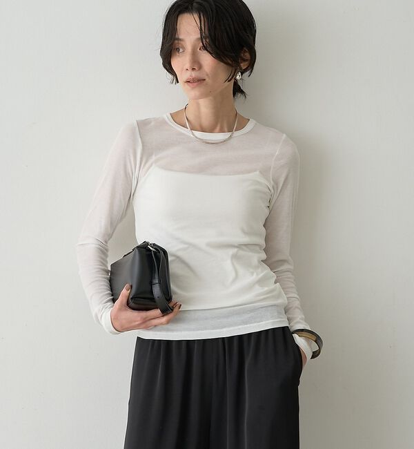qualite「【接触冷感素材】ストレッチフライスカットソー」|Tシャツ・カットソー|
